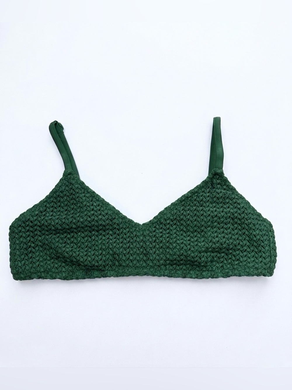 Aerie Textured Knit Scoop Bikini Top Dark Emerald Green S